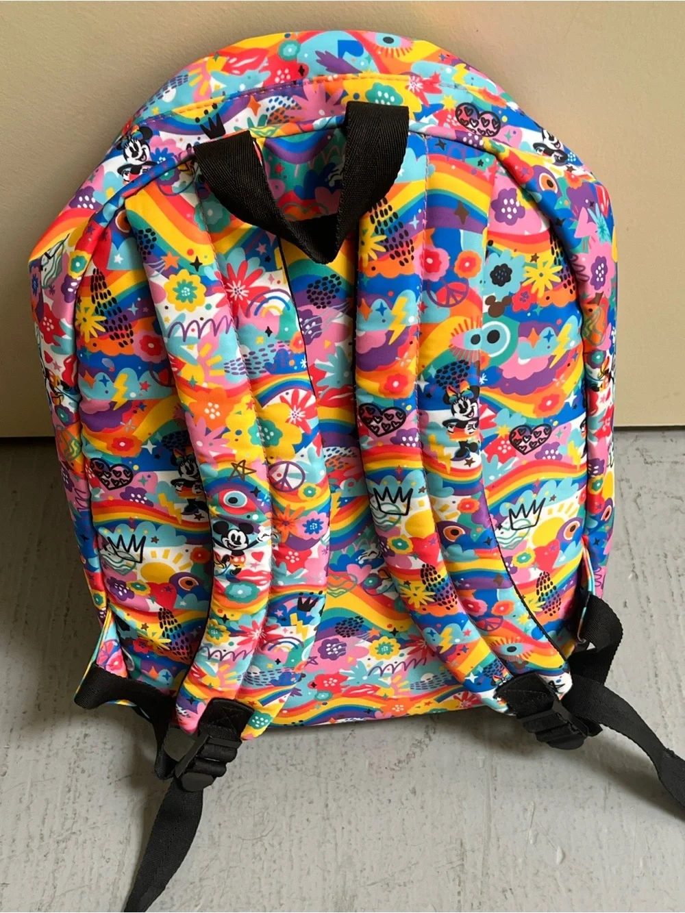 Colorful Kids Backpack with Rainbow & Floral Print purchased at Disneyland